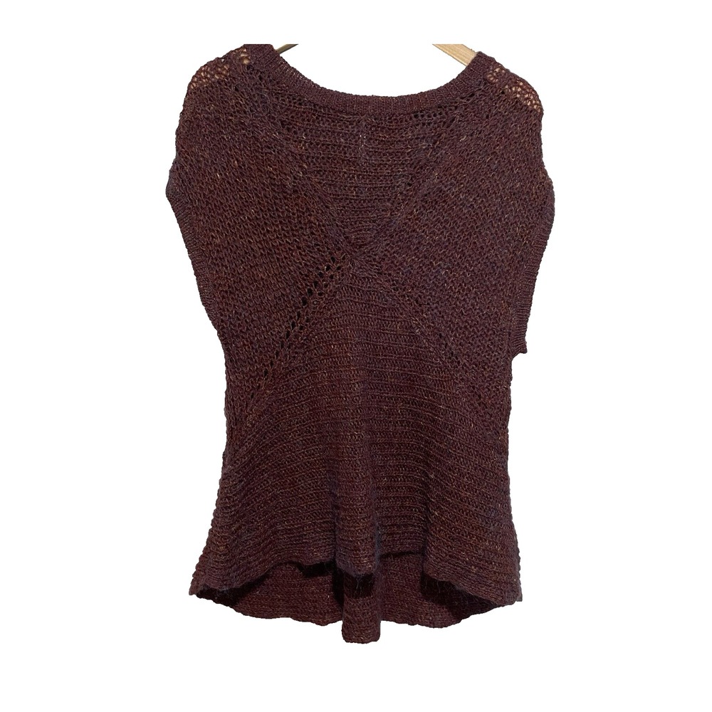 Free People Burgundy Short Sleeve Women's Knit Top Size XS Preowned